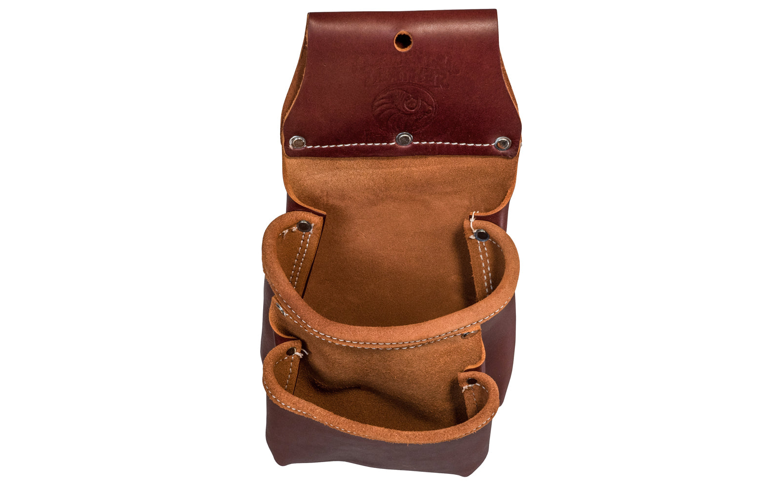 Occidental Leather Compact Double-Pocket Utility Bag ~ 6104 - Made in USA ~ 2-pocket pouch bag - Double Pocket Bag - Made of Genuine Leather - Hand Made - Fits up to a 3" work belt - Model No. 6104