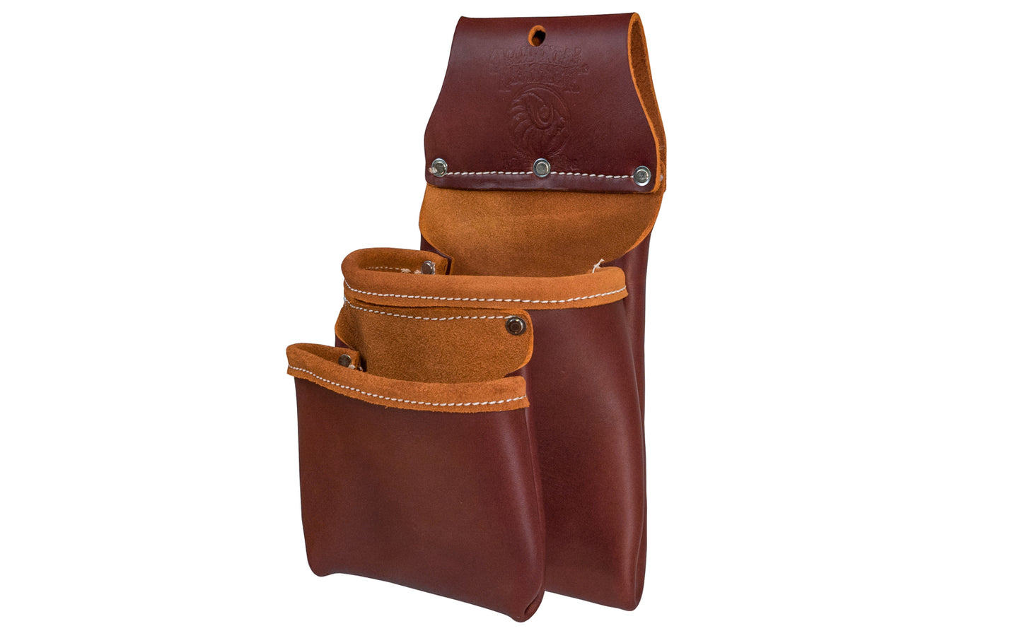Occidental Leather Compact Double-Pocket Utility Bag ~ 6104 - Made in USA ~ 2-pocket pouch bag - Double Pocket Bag - Made of Genuine Leather - Hand Made - Fits up to a 3" work belt - Model No. 6104