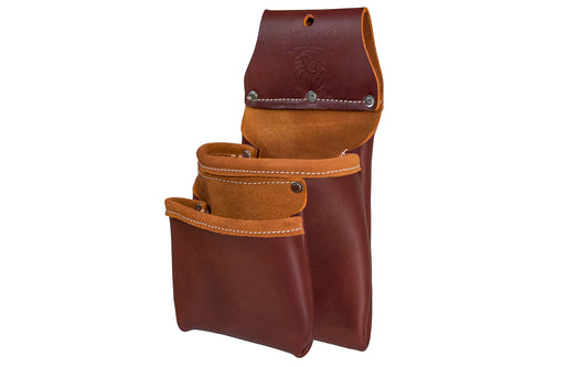 Occidental Leather Compact Double-Pocket Utility Bag ~ 6104 - Made in USA ~ 2-pocket pouch bag - Double Pocket Bag - Made of Genuine Leather - Hand Made - Fits up to a 3" work belt - Model No. 6104