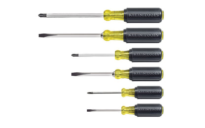 Klein Tools Model 85074 - 6-piece screwdriver set ~ Six piece set ~ No. 1  Phillips - No. 2  Phillips - No. 3  Phillips - 3/16" Slotted - 1/4" Slotted - 5/16" Slotted - chrome-plated shafts for corrosion resistance - Cushion-Grip handles provide greater torque & comfort - 092644850745 - Klein Phillips & Slotted Set 