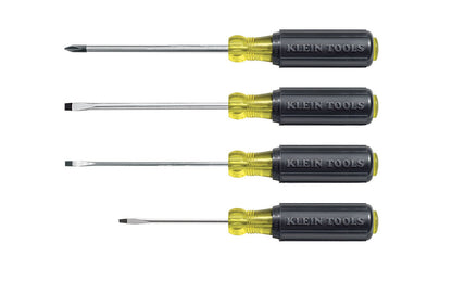 Klein Tools Model 85484 - 4-piece screwdriver set ~ Four piece screwdriver set ~ No. 1 Phillips - 3" long blade - 1/16" Slotted - 2" long blade - 3/32" Slotted - 3" long blade - 1/8" Slotted - 3" long blade - Mini Cushion-Grip handles - Chrome-plated shafts for corrosion resistance - 092644854842 - Precision Tip - Klein Tools Four Piece Set - Made in USA