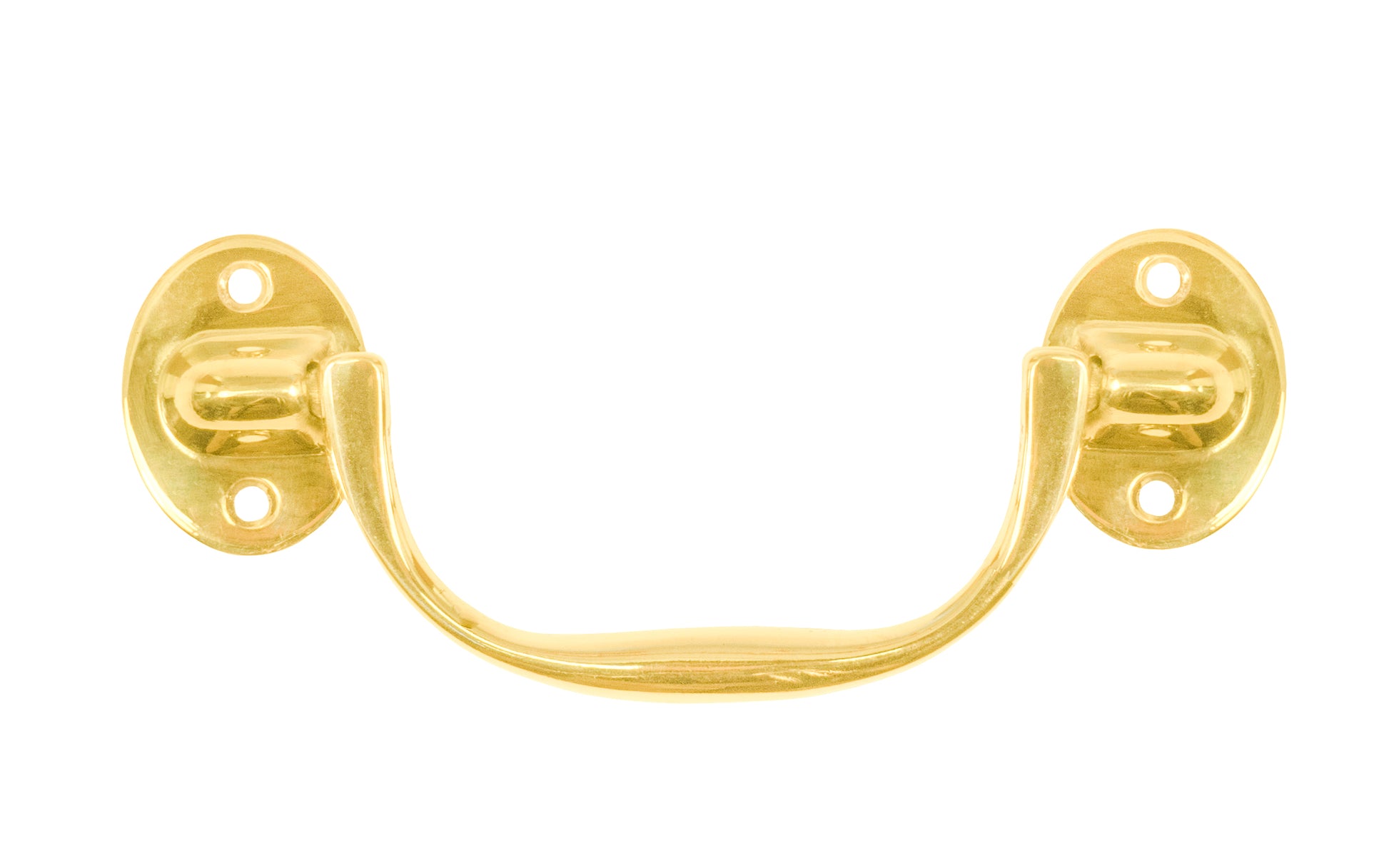 Solid Brass Drop Pull ~ 4-1/2" On Centers. Vintage-style Hardware · Traditional & classic ~ Made of high quality solid brass ~ Non-lacquered brass (will patina over time) ~ 4-1/2" spacing of screw holes ~ Brass rosette backplates ~ Excellent for chests, boxes, desks, cabinets, & furniture