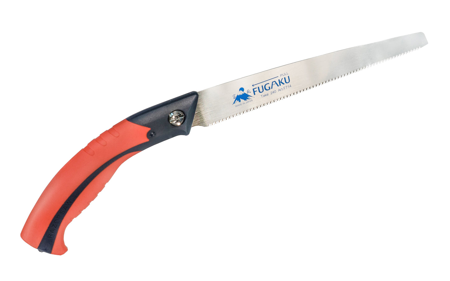 Made in Japan · Crosscut Teeth: 16 TPI ~ Great saw for bamboo ~ 1-1/4" narrow blade - good for tight areas ~ Includes a plastic sheath & belt loop ~ Black hard plastic handle with EVA coated grip ~ handle has a pistol-grip design which helps to add strength & power when sawing