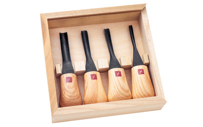 Flexcut 11X Thumbnail Carving Set ~ FR920 - 4-piece set - Includes 11X x 3/16" (5 mm), 11X x 5/16" (8 mm), 11X x 3/8" (10 mm), 11X x 1/2" (12 mm) - High Carbon Steel blades - Ash wood handles - Palm Carving Tool Set - Made in USA - These very deep gouges are designed with a parabolic curve ~ 651646009201