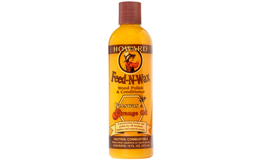 Howard Feed-N-Wax Wood Polish & Conditioner - Beeswax & Orange Oil ~ 16 oz - Howard's Model No. FW0016 - Made in USA ~ 088682160113