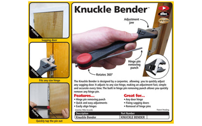 FastCap Knuckle Bender - Allows you to quickly adjust any sagging door - Specialty adjustment jaw - Hinge pin remover on tool