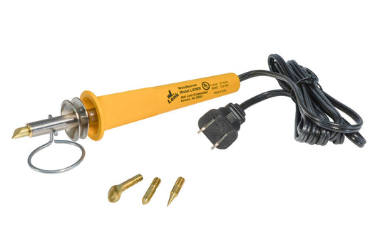 WL Lenk ~ Wall Lenk - Model L30WBK-W ~ Made in USA ~ Woodburning Tool Kit 30 watts ~ With Metal Stand ~ 4 woodburning tips: All-Purpose Tip, Script Point, Shading Point, & Dot Point - Pen develops point temperatures up to 1050° F that burns wood faster & darker - Good for harder woods like Cherry & Walnut - Four Tips - 048491101578