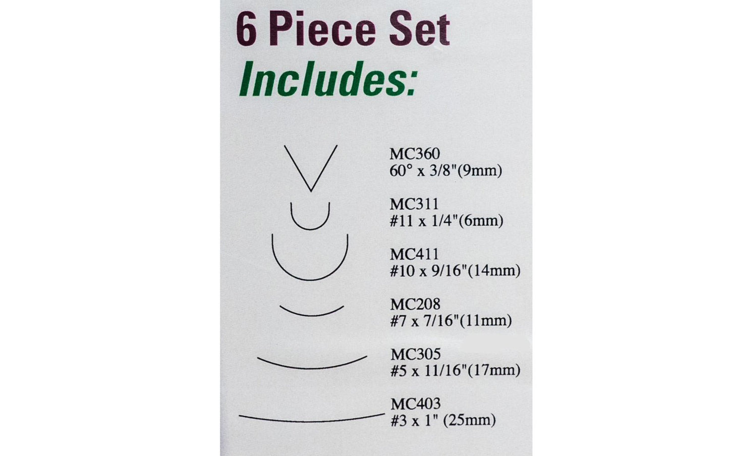 Flexcut Mallet Carving Set ~ MC150 - Mallet Tools included: MC403 #3 x 1", MC305 #5 x 11/16", MC208 #7 x 7/16", MC311 #11 x 1/4", MC411 #10 x 9/16", MC360 60 deg. x 3/8"  - High Carbon Steel blades - Mallet Carving Tool Set - Made in USA
