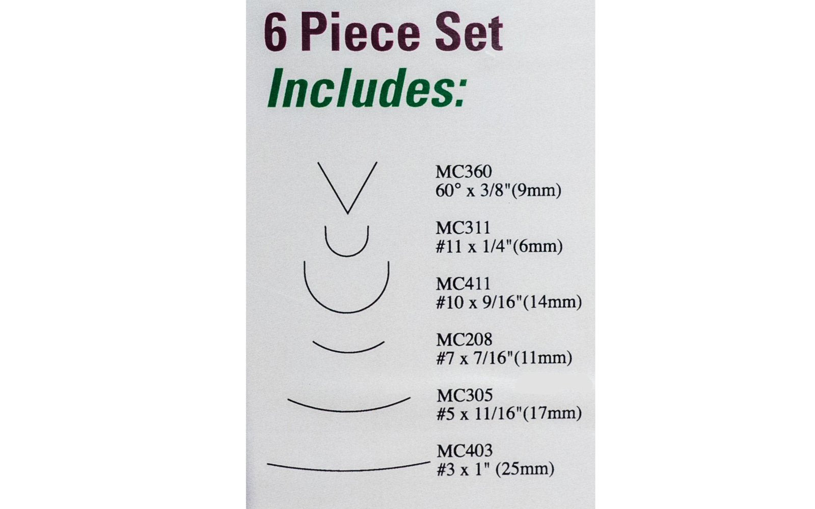 Flexcut Mallet Carving Set ~ MC150 - Mallet Tools included: MC403 #3 x 1", MC305 #5 x 11/16", MC208 #7 x 7/16", MC311 #11 x 1/4", MC411 #10 x 9/16", MC360 60 deg. x 3/8"  - High Carbon Steel blades - Mallet Carving Tool Set - Made in USA