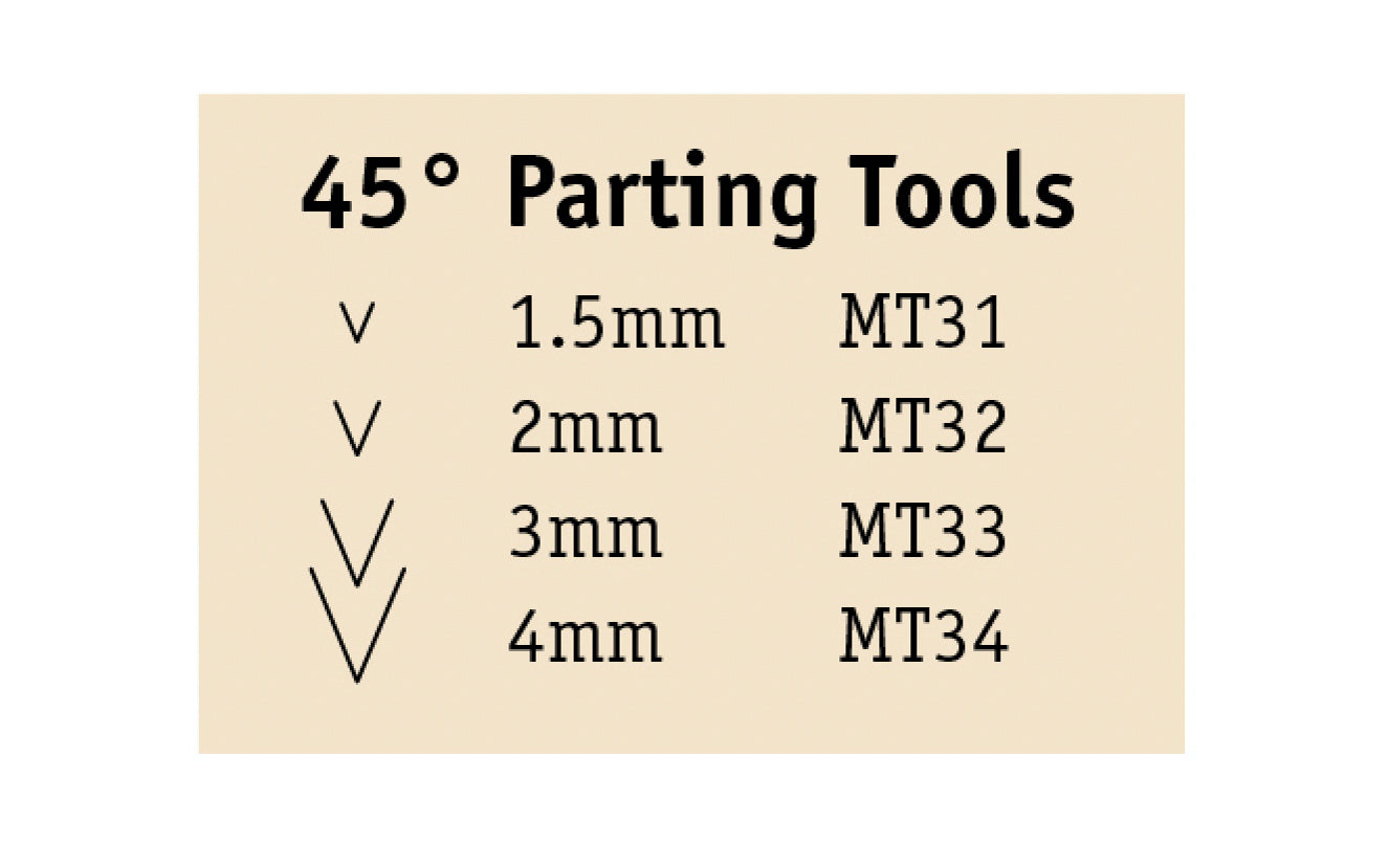 Flexcut 45° Parting Micro Tool Carving Set ~ MT600 - Made in USA ~ 4-piece Set ~ Blades are made of High Carbon Spring Steel, Tempered to HRC 59-61. The cutting edges are hand honed & polished ~ Micro Chisels ~ 4-piece set - Includes 1.5mm - 2mm - 3mm - 4mm  sizes - Excellent for miniature & extra fine detail carving work