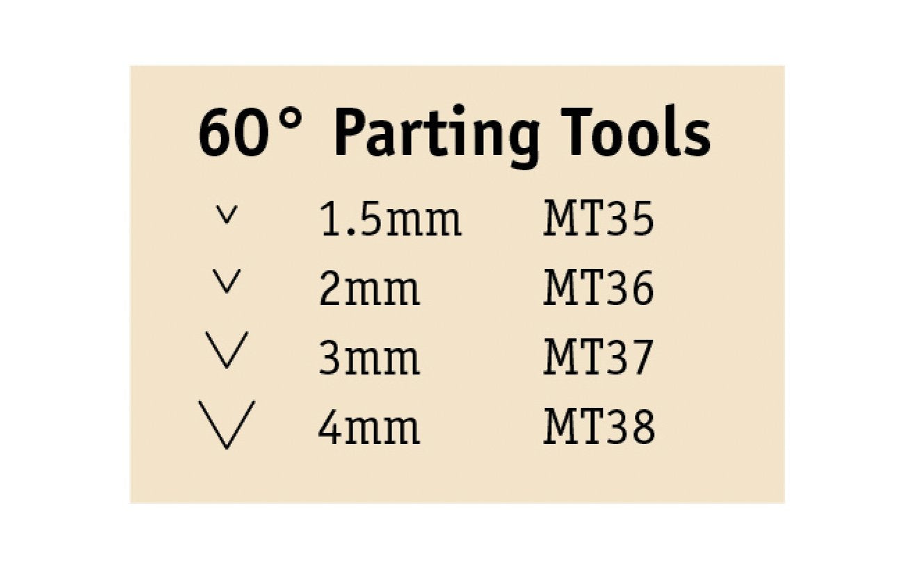 Flexcut 60° Parting Micro Tool Carving Set ~ MT700 - Made in USA ~ 4-piece Set ~ Blades are made of High Carbon Spring Steel, Tempered to HRC 59-61. The cutting edges are hand honed & polished ~ Micro Chisels ~ 4-piece set - Includes 1.5mm - 2mm - 3mm - 4mm  sizes - Excellent for miniature & extra fine detail carving work