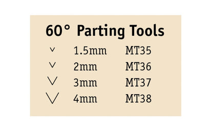 Flexcut 60° Parting Micro Tool Carving Set ~ MT700 - Made in USA ~ 4-piece Set ~ Blades are made of High Carbon Spring Steel, Tempered to HRC 59-61. The cutting edges are hand honed & polished ~ Micro Chisels ~ 4-piece set - Includes 1.5mm - 2mm - 3mm - 4mm  sizes - Excellent for miniature & extra fine detail carving work