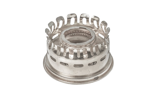 Aladdin Nickel Heelless Gallery ~ This quality Heelless Gallery (No. N239AN) uses a friction fit so the chimneys can expand more freely & reduce chances of cracking.
