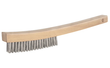 14" Long Stainless Steel Scratch Brush with Wooden Handle ~ 3/4" Width x 1-1/8" Trim - Magnolia Brush Model No. 1-SS - Made in USA