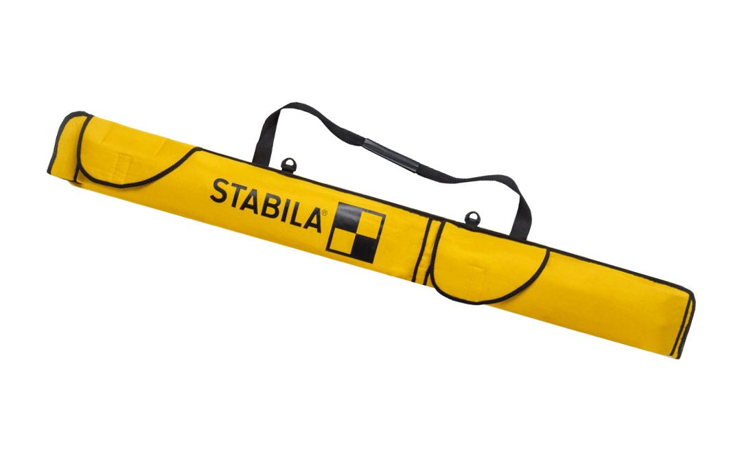Stabila Level Case Holds 78", 48", 36",  32", 24", 16" & Torpedo Levels ~ Model No. 30015 ~ Made of Nylon material ~ These Stabila padded nylon carrying cases have heavy duty zippered enclosures, padded handles & shoulder straps. Lined interior pockets. Velcro flaps on multi-pocket levels