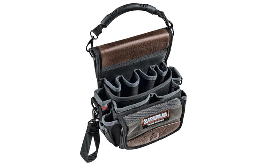 Veto Bags - Veto Pro Pac model TP4 - Leather Trim Panels - Detachable Rubber Handle - 851578000370 - Veto Pac Pac Tool Bag - TP4 Pouch - Meter Pouch - Bit extension pockets - D-ring clips - Shoulder strap - Features 20 pockets of various sizes including bit pockets - 20 pocket pouch -  diagnostics tool bag - Belt slot