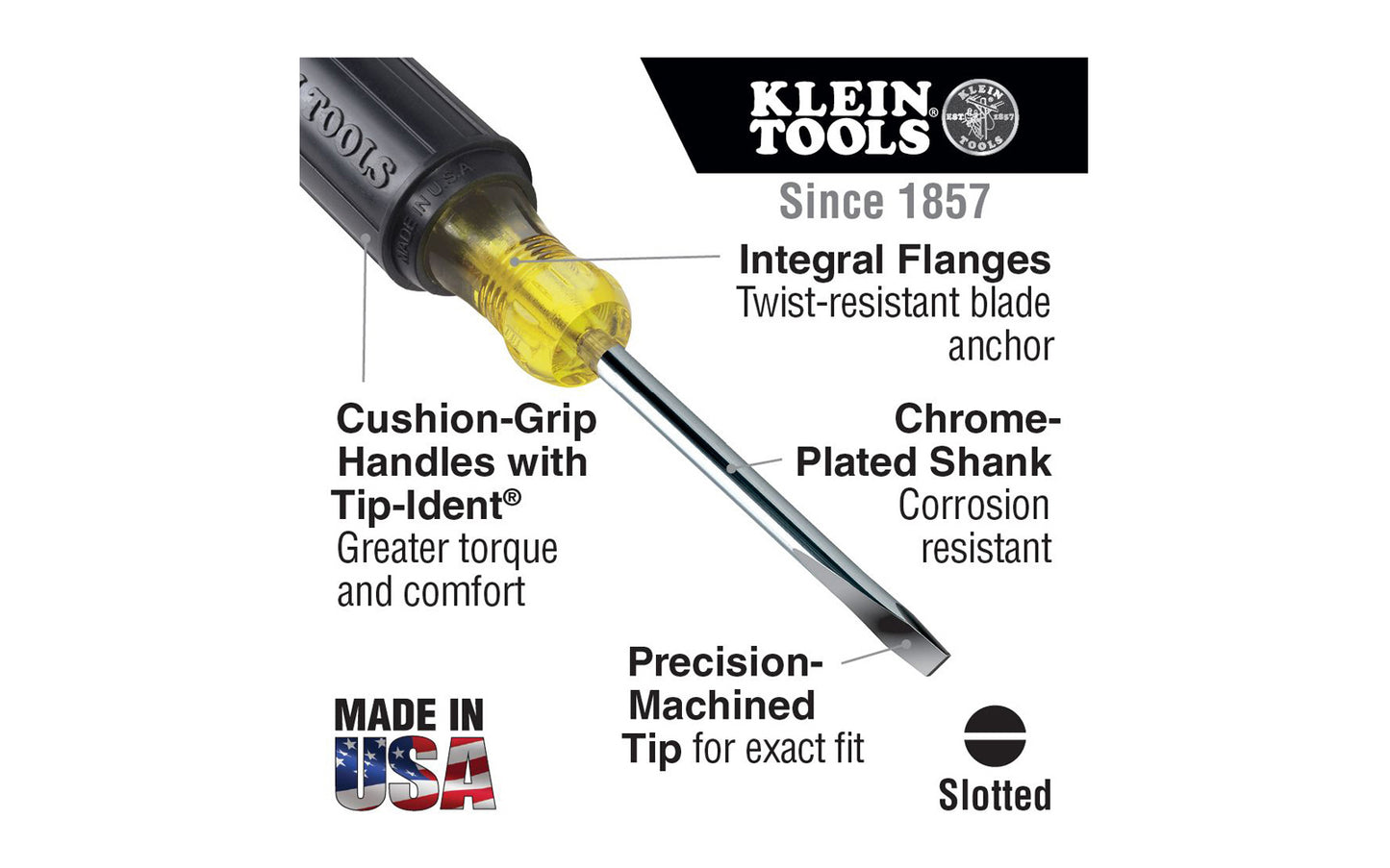 Klein 3/16" Cabinet-Tip Screwdriver - 4" Shank