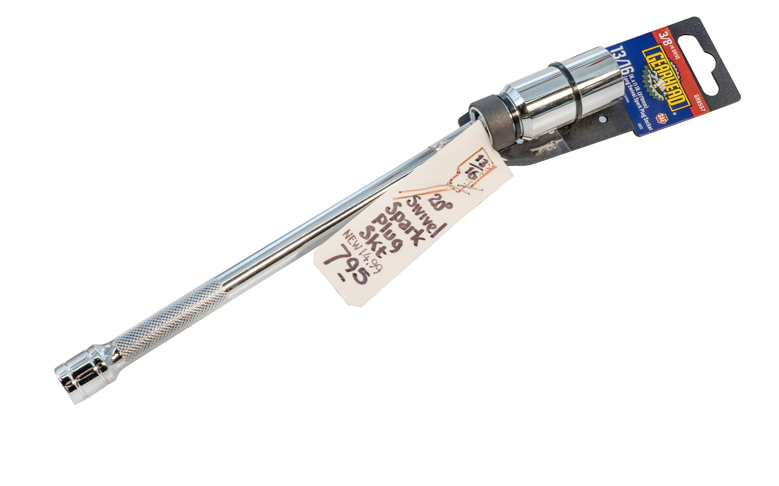 Gearhead 3/8" Dr 13/16" X 11" Long 20° Swivel Spark Plug Socket. Model GH8557. 700305985575. 
