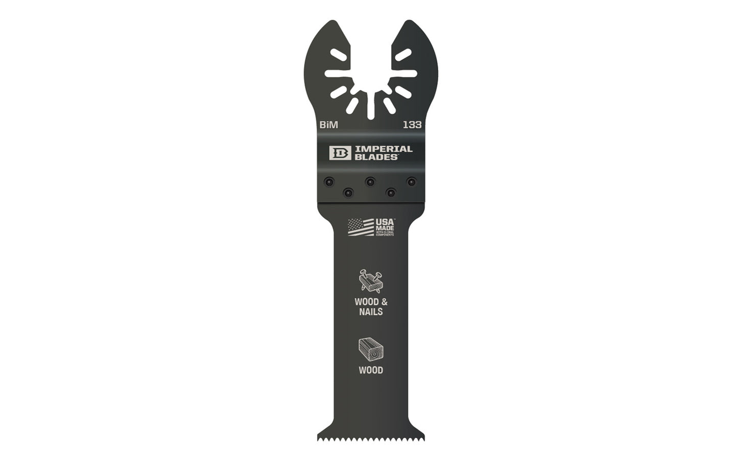 Imperial Blades "One Fit" 1-1/4" Extended Plunge Thick Wood Blade is a Bimetal blade with a long, thin blade specifically designed for cutting in hard-to-reach areas. Recommended applications: Wood & Nails, Wood, PVC. Model IBOA133. Great for undercutting door jambs & flush cutting tongue-and-groove. Long Blade