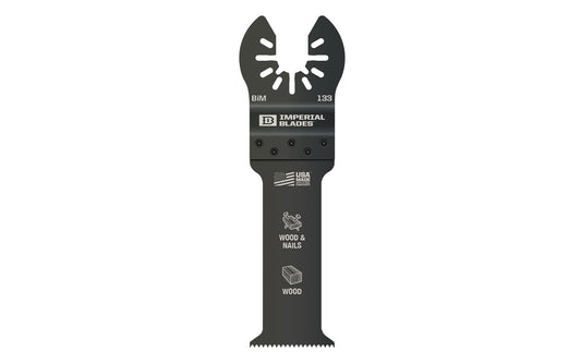 Imperial Blades "One Fit" 1-1/4" Extended Plunge Thick Wood Blade is a Bimetal blade with a long, thin blade specifically designed for cutting in hard-to-reach areas. Recommended applications: Wood & Nails, Wood, PVC. Model IBOA133. Great for undercutting door jambs & flush cutting tongue-and-groove. Long Blade