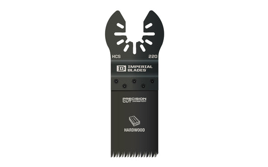 Imperial Blades "One Fit" 1-1/4" Japanese Tooth Hardwood Blade is a HCS blade with a triple-ground Japanese tooth design for fast, clean, & precise cuts in wood. Recommended applications: Hardwood, Wood, PVC, Drywall. Blade Width:  1-1/4" (32 mm). Blade Depth:  1-5/8" (41 mm). Model IBOA220