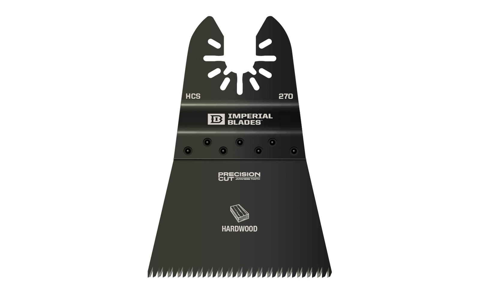 Imperial Blades "One Fit" 2-1/2" Japanese Tooth Hardwood Blade is a HCS blade with a triple-ground Japanese tooth design for fast, clean, & precise cuts in wood. Up to 2X faster than previous model standard Imperial wood blades. Recommended applications: Hardwood, Wood, PVC, Drywall.   Made in USA.  Model IBOA270