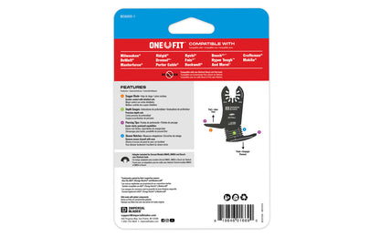Imperial Blades "One Fit" 4-in-1 Features Drywall Blade. Combines 4-in-1 Features for more versatility within one blade. Front blade width is designed to plunge cut width of most standard American outlet boxes. Popular projects: Electrical outlet boxes, can lights, PVC & more. IBOA800-1. 819846016690. Made in USA.  
