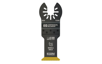 Imperial Blades "One Fit" 1-1/8" Multi-Material Storm Titanium Metal/Wood Blade is a BiM blade with a wavy tooth pattern that reduces strain on individual teeth for a superior cut in a variety of non-ferrous metal profiles. Recommended applications: Metal (Non-Ferrous), Wood & Nails, Wood, PVC, Drywall. Model IBOAT330