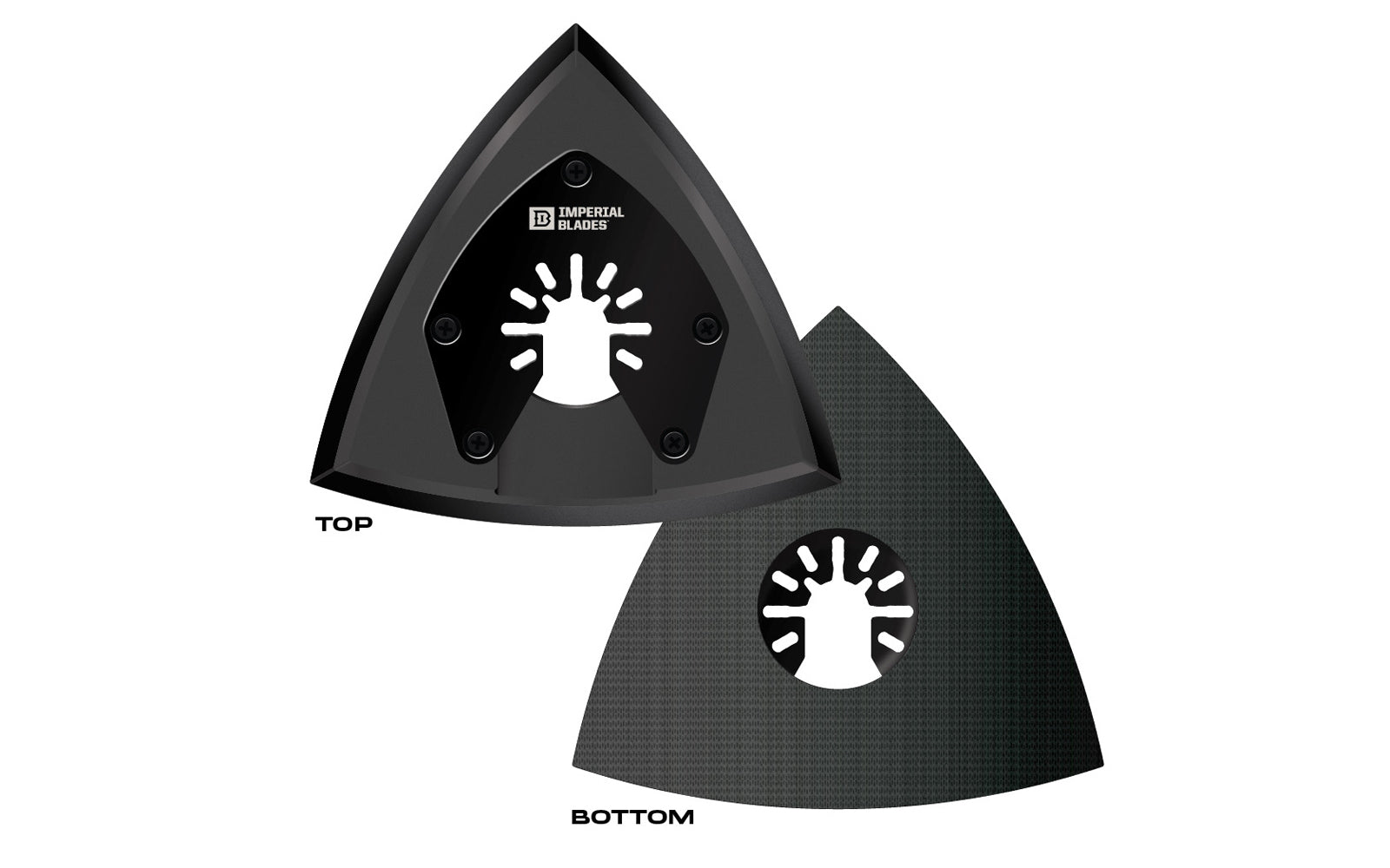 This sanding pad by Imperial Blades makes abrasive changes quick & easy due to hook & loop backing. Popular projects: Removal of excess wood, finish and paint for faster surface removal in hard-to-reach areas such as windows, doors, shutters & other furniture. Sold as one piece in pack. 819846010605. Model IBOATSP-1