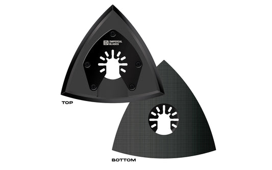 This sanding pad by Imperial Blades makes abrasive changes quick & easy due to hook & loop backing. Popular projects: Removal of excess wood, finish and paint for faster surface removal in hard-to-reach areas such as windows, doors, shutters & other furniture. Sold as one piece in pack. 819846010605. Model IBOATSP-1