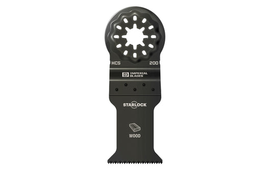 Imperial Blades Starlock 1-3/8" Standard Wood Blade. Recommended applications: Wood, PVC, Drywall. Popular projects: Framing and construction. Blade Width:  1-3/8"  (35 mm). Blade Depth:  1-5/8"  (41 mm).   Made in USA.  