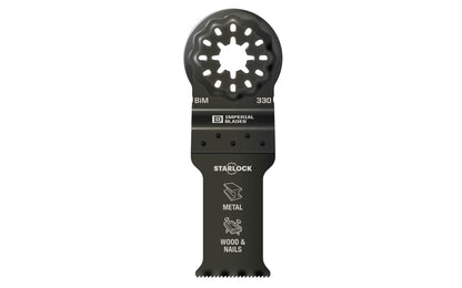 Imperial Blades "Starlock" 1-1/8" Multi-Material Metal/Wood Blade is a BiM blade with a wavy tooth pattern that reduces strain on individual teeth for a superior cut in a wide variety of non-ferrous metal profiles. Recommended applications: Metal (Non-Ferrous), Wood & Nails, Wood, PVC, Drywall. Width: 1-1/8" (29 mm)