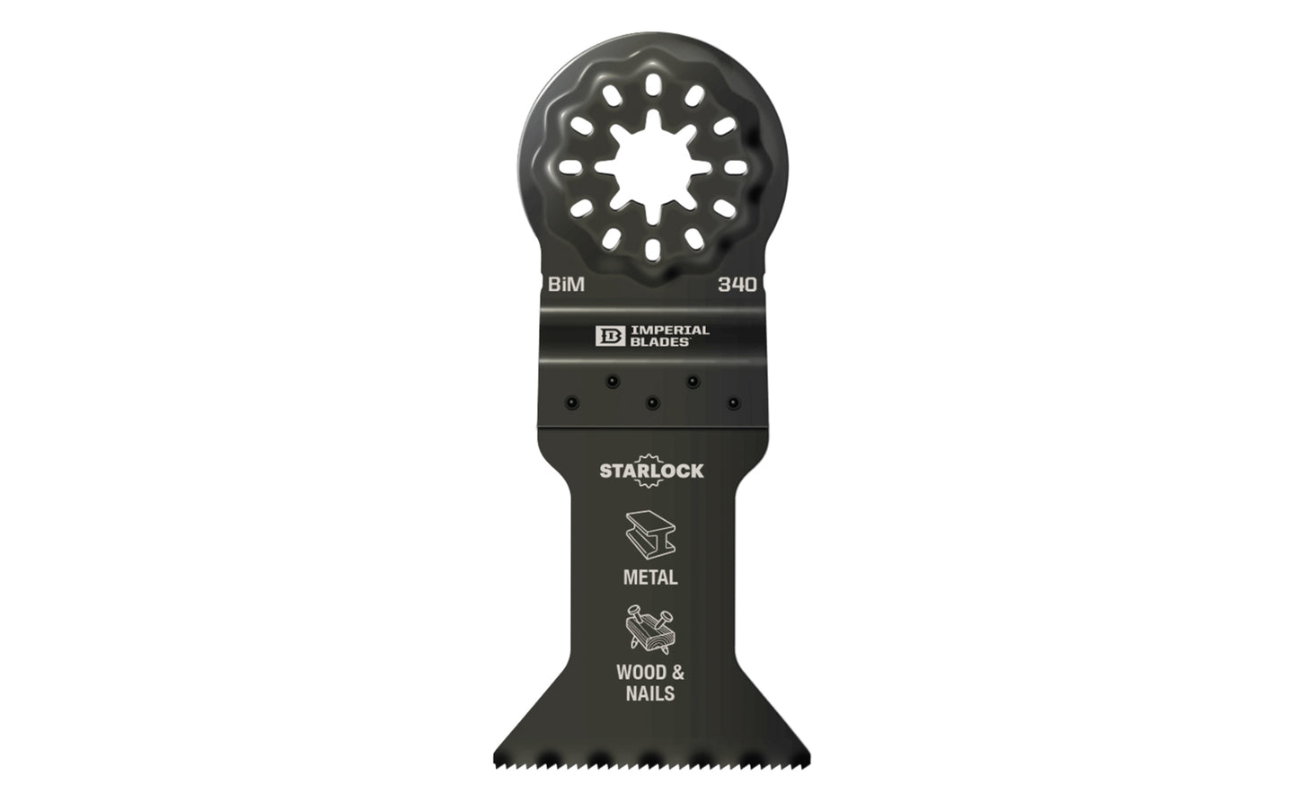 Imperial Blades "Starlock" 1-3/4" Multi-Material Metal/Wood Blade is a BiM blade with a wavy tooth pattern that reduces strain on individual teeth for a superior cut in a wide variety of non-ferrous metal profiles. Recommended applications: Metal (Non-Ferrous), Wood & Nails, Wood, PVC, Drywall. Width: 1-3/4" (44 mm)