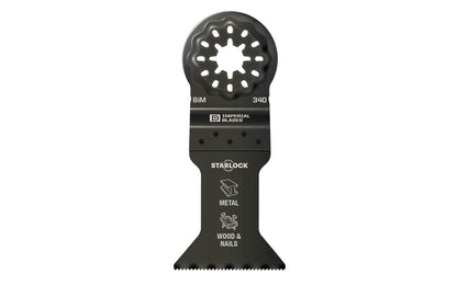 Imperial Blades "Starlock" 1-3/4" Multi-Material Metal/Wood Blade is a BiM blade with a wavy tooth pattern that reduces strain on individual teeth for a superior cut in a wide variety of non-ferrous metal profiles. Recommended applications: Metal (Non-Ferrous), Wood & Nails, Wood, PVC, Drywall. Width: 1-3/4" (44 mm)