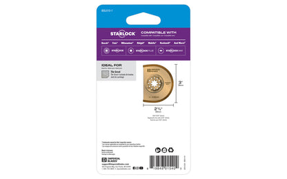 Imperial Blades "Starlock" 3" Carbide Grit Segment Blade. The segment blade shape ideal for working in corners & on edges without overcut. Recommended applications: Tile Grout. Sold as one piece in pack.  Made in USA. 819846015402. Model IBSL610-1