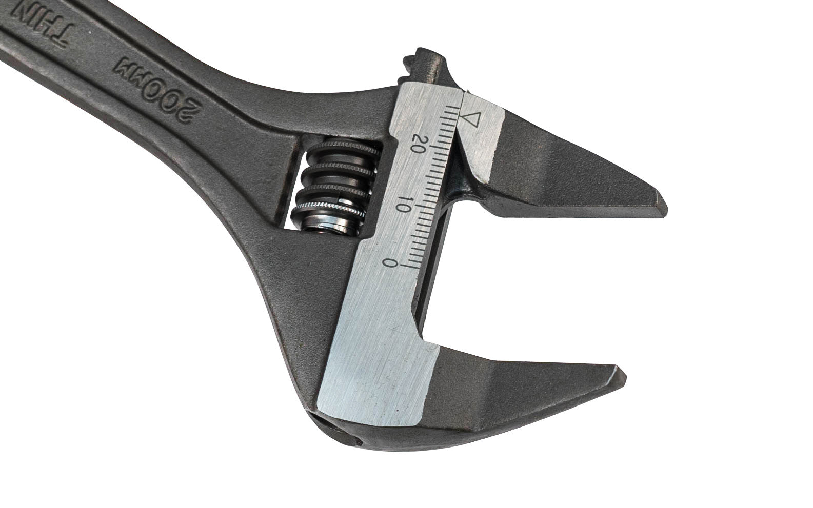 Japanese Thin Bent-Nose Adjustable Wrench ~ Head Closeup