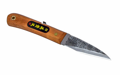 Foldable Japanese Laminated Steel Knife ~ 24 mm ~ Made in Japan · Made of Shirogami White 1.05-1.15% high carbon steel ~ Very pure steel hardened to 64HRC ~ Right hand bevel cutting edge 2-5/8" cutting edge