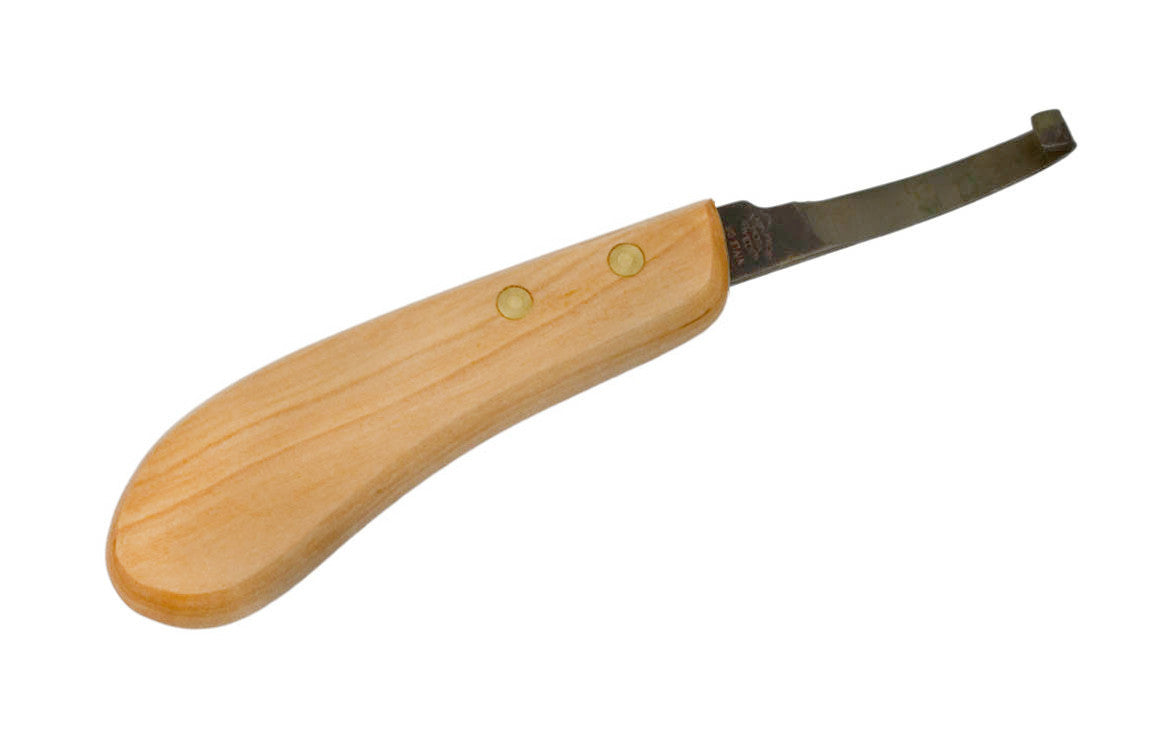 Mora Equus Hoof Ferrier's Knife ~ Narrow Blade ~ Made in Östnor, Sweden · Made of high quality stainless steel ~ 2-1/2" long blade ~ Knife may also be used as a mini gouge ~ Left-hand & right-hand versions ~ Mora 109-1910 ~ Mora 109