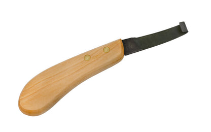 Mora Equus Hoof Ferrier's Knife ~ Wide Blade ~ Made in Östnor, Sweden · Made of high quality stainless steel ~ 2-3/8" long blade ~ Knife may also be used as a mini gouge ~ Left-hand & right-hand versions ~ Mora 109-1930 ~ Mora 109-1940