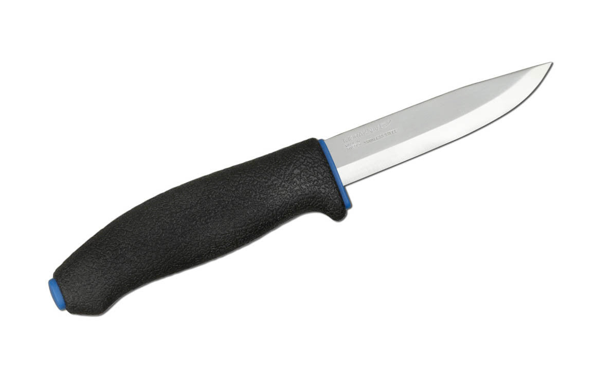 Mora of Sweden All-Around Stainless Steel Knife ~ Mora 11482 ~ An all-purpose stainless steel knife by Mora of Sweden with an excellent handle grip. The knife is made of sharp stainless steel with a nice polished finish. The fixed blade extends down through the handle for a durable &amp; well made knife. The handle is rubberized &amp; has good solid grip. A great and durable all-round stainless steel knife!