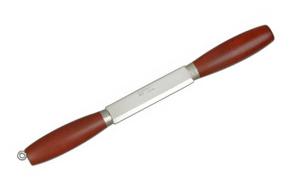 Mora Carbon Steel Wood Splitter ~ Red Birchwood Handles ~ Made in Östnor, Sweden · Made of quality high carbon steel ~ 4-1/2" long blade ~ Razor-sharp blade ~ May be used as a drawknife ~ 11733