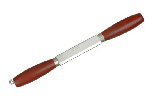Mora Carbon Steel Wood Splitter ~ Red Birchwood Handles ~ Made in Östnor, Sweden · Made of quality high carbon steel ~ 4-1/2" long blade ~ Razor-sharp blade ~ May be used as a drawknife ~ 11733