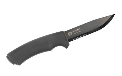 Bushcraft Black Stainless Steel Knife ~ Partial Serration ~ Mora of Sweden 