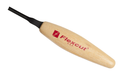 Made in USA • Flexcut Model No. MT22 - Micro Chisel Sweep Blade - High Carbon Spring Steel blade - Tempered to HRC 59-61 - Miniature & extra fine detail carving work - For adding texture like eyes, mouths, hair, fine accents - Micro Chisel - Mini sweep tool - 4 mm wide blade - Micro sweep carving tool  651646300223