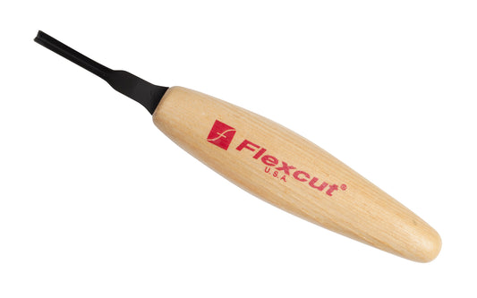 Made in USA • Flexcut Model No. MT38 - Micro V Tool Blade - 60 degrees - High Carbon Spring Steel blade - Tempered to HRC 59-61 - Miniature & extra fine detail carving work - For adding texture like eyes, hair, fine accents - Micro Chisel - Mini V-tool Gouge - 4 mm wide blade - Micro carving 60° V-tool  651646300384