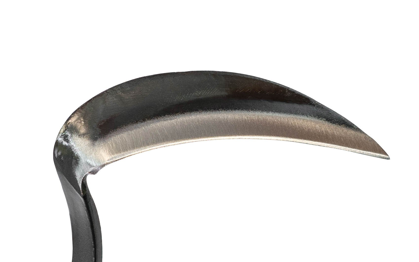 Made in Japan · One forged solid piece ~ High carbon steel - laminated to soft steel ~ 4-1/2" long blade ~ Sharp cutting blade & easy to sharpen ~ Hardwood handle - Blade is slightly curved which will help dig into the soil easily - Kusakichi Kana Weeder - Sickle - Roots - Weeding - Hand Weeder - Japanese Kana Weeder