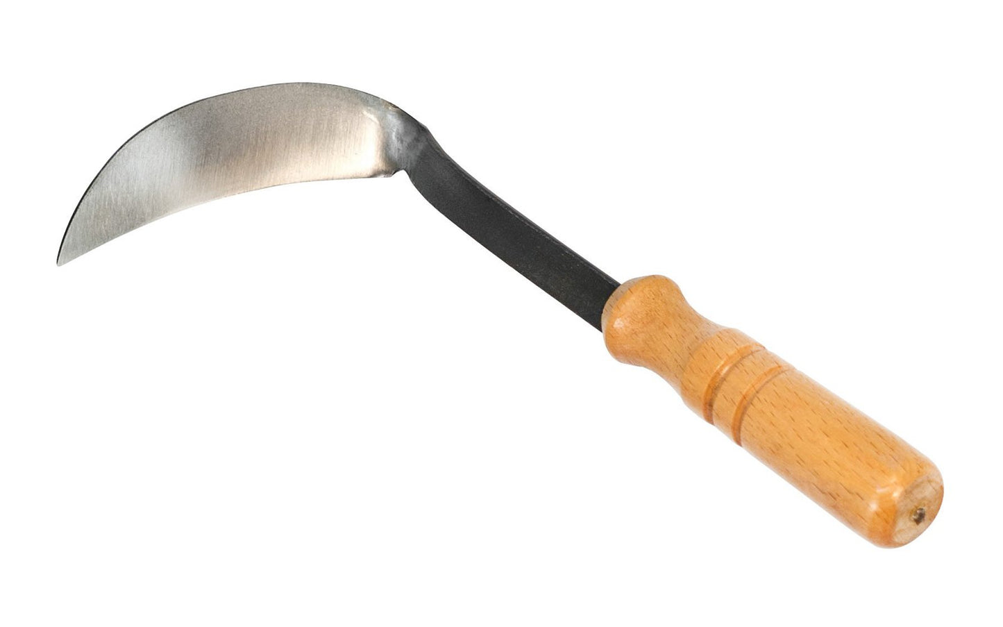 Made in Japan · One forged solid piece ~ High carbon steel - laminated to soft steel ~ 4-1/2" long blade ~ Sharp cutting blade & easy to sharpen ~ Hardwood handle - Blade is slightly curved which will help dig into the soil easily - Kusakichi Kana Weeder - Sickle - Roots - Weeding - Hand Weeder - Japanese Kana Weeder