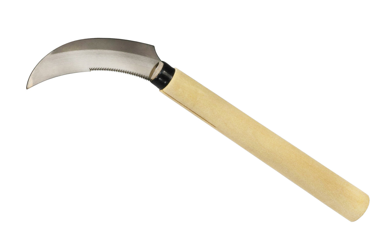 Traditional Japanese Turf & Sod Sickle-Saw is great for outdoor landscaping needs. Made of high carbon steel, the blade of this weeder is very sharp with sharp teeth & the blade is slightly curved for aggressive cutting. Saw cuts tough weeds, sod & turf, roots, & grasses with ease. Noko Gama hand sickle. Made in Japan