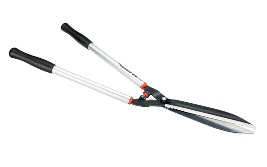 Bahco 29" Precision Hedge Shears with Aluminum Handles are quality sharp shears for professional use. Great for outdoors, vineyards, topiary work. Partly serrated edge for cutting up to 10 mm (3/8") thick branches. Hardened precisely ground blades for continuous clean cut. Model P51H-SL. Made in France. 7311518301224