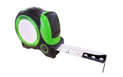 FastCap Lefty / Righty Auto-Lock Tape Measure ~ Model No. PSSR-16 AUTO ~ Standard Reverse ~ 16' length has a super ergonomic design with a belt clip, autolock, pencil sharpener & erasable notepad.